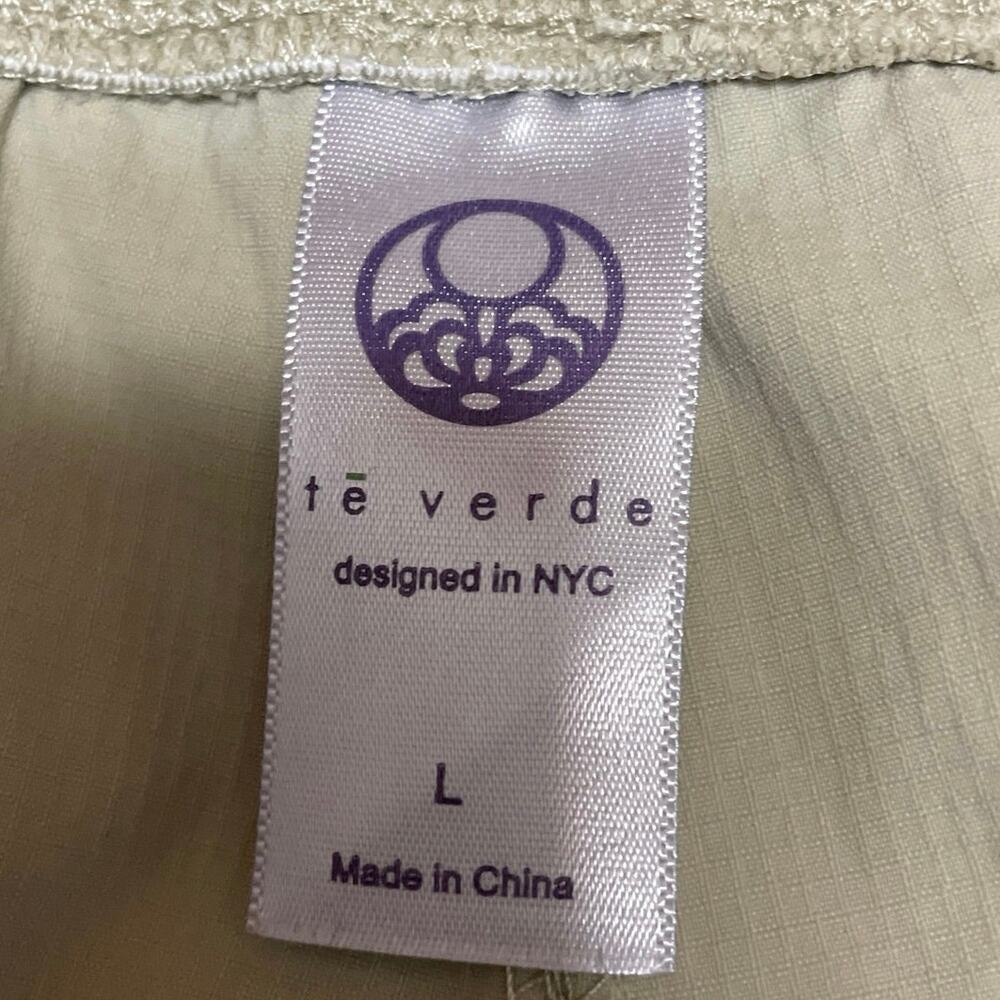 Te Verde Women's Green Khaki High Rise Cuffed Straight Bermuda Shorts Size L - Picture 4 of 5